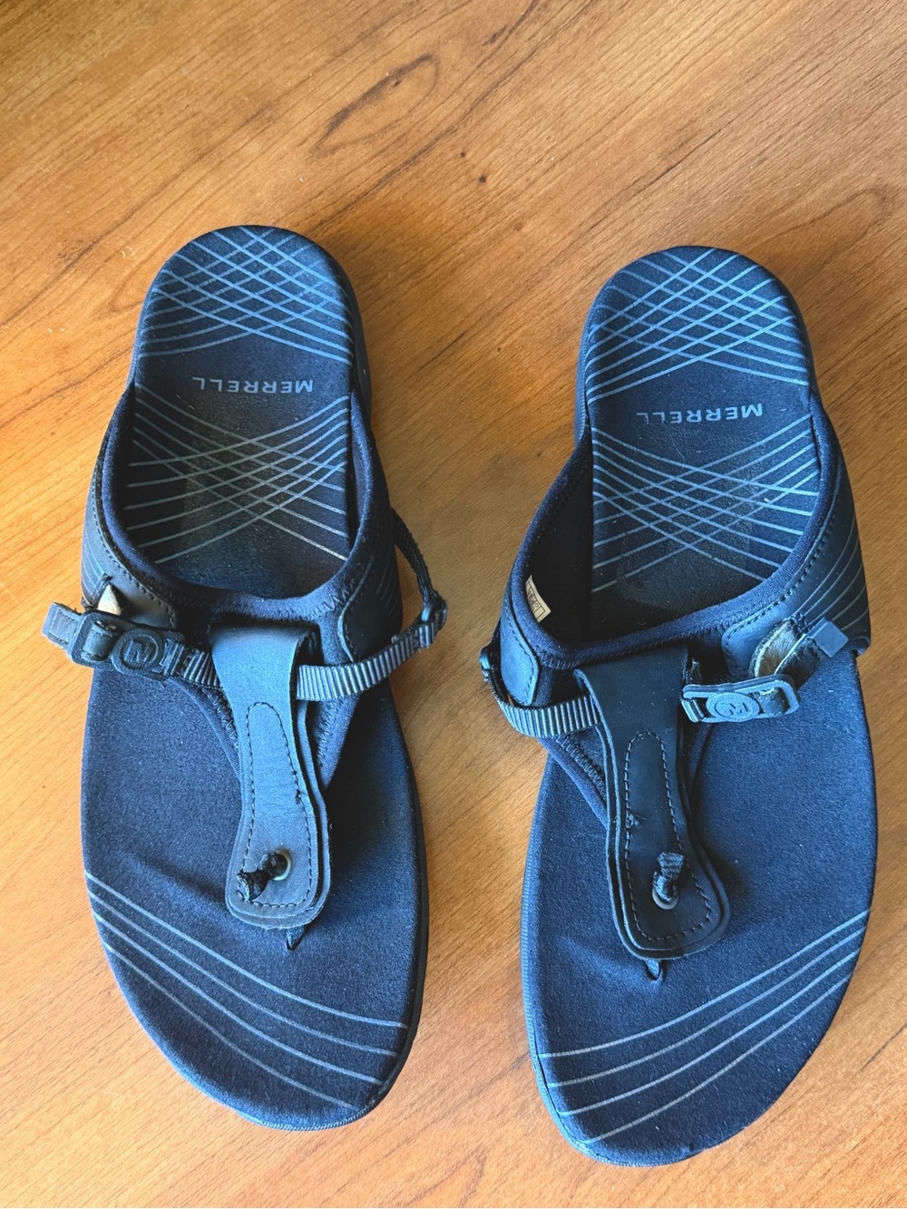 Merrell Women’s Black Sport Thong Sandals, adjustable W 9 Euro 40 $18 like NEW!!